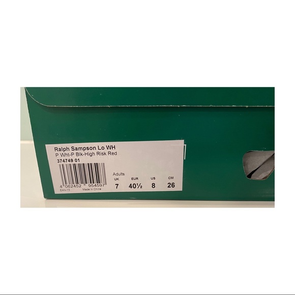 Men’s Puma Ralph Sampson low sneakers casual white black red green blue US 8 - Picture 4 of 9